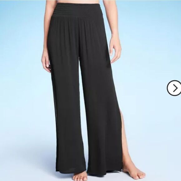 KONA Sol Women's Smocked Waist Side Slit  Cover Up  Pants  NWT   Size S 4-6 - Picture 1 of 10
